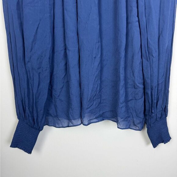 LILLY PULITZER | NEW Ellielynn Sheer Long Sleeve Navy Blue Blouse Women’s Size 2 - Picture 6 of 11